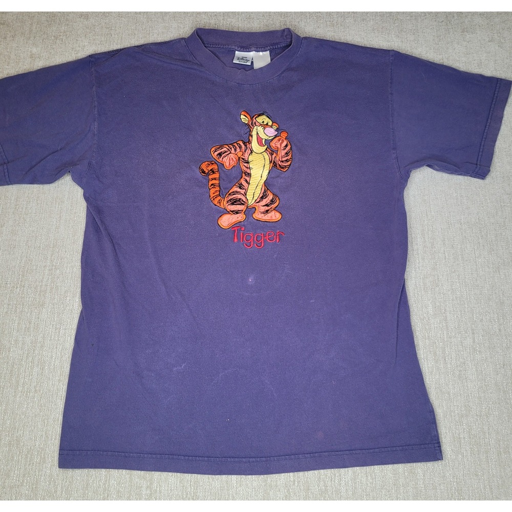 Disney Store Tigger T-Shirt Women XL Purple Embroidered Winnie‎ the Pooh Vintage